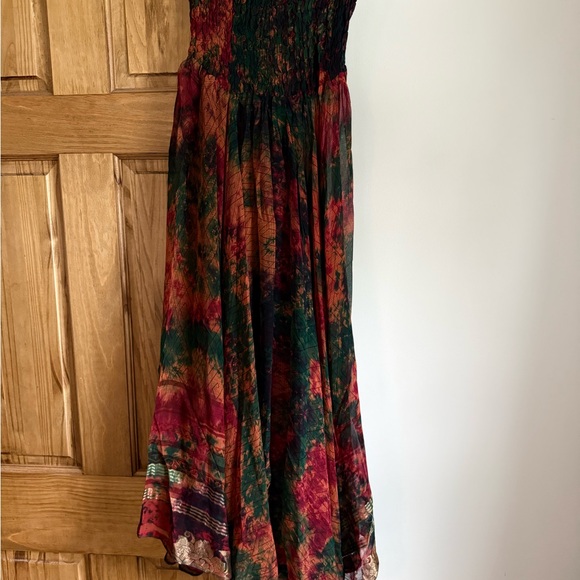 Colorful Tie-Dye Gold Foil Trim Gypsy Kantha Pants - Picture 1 of 4